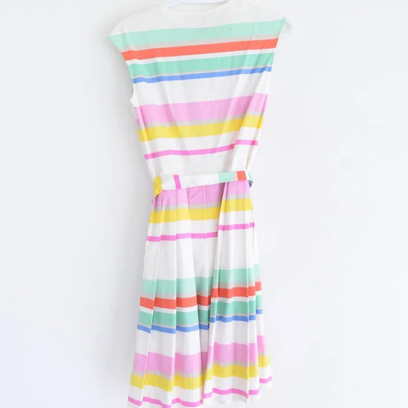 Kate Spade New York Multi Cape Stripe Pleated  Shirt Midi Dress 0 - Picture 12 of 15